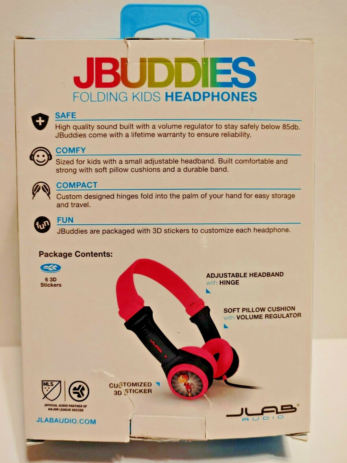 JBUddies Kids Folding Volume Limited Headphones, Black/Pink – See Description!!