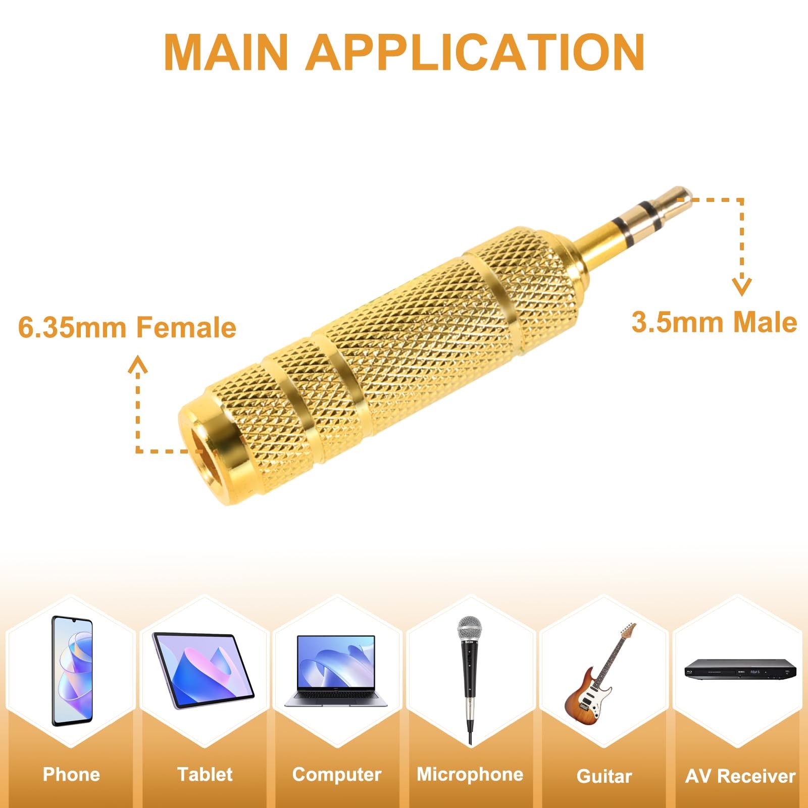 QAJOPFN 4 Pack Headphone Jack Adapter – 3.5mm (1/8 inch) Male to 6.35mm (1/4 inc