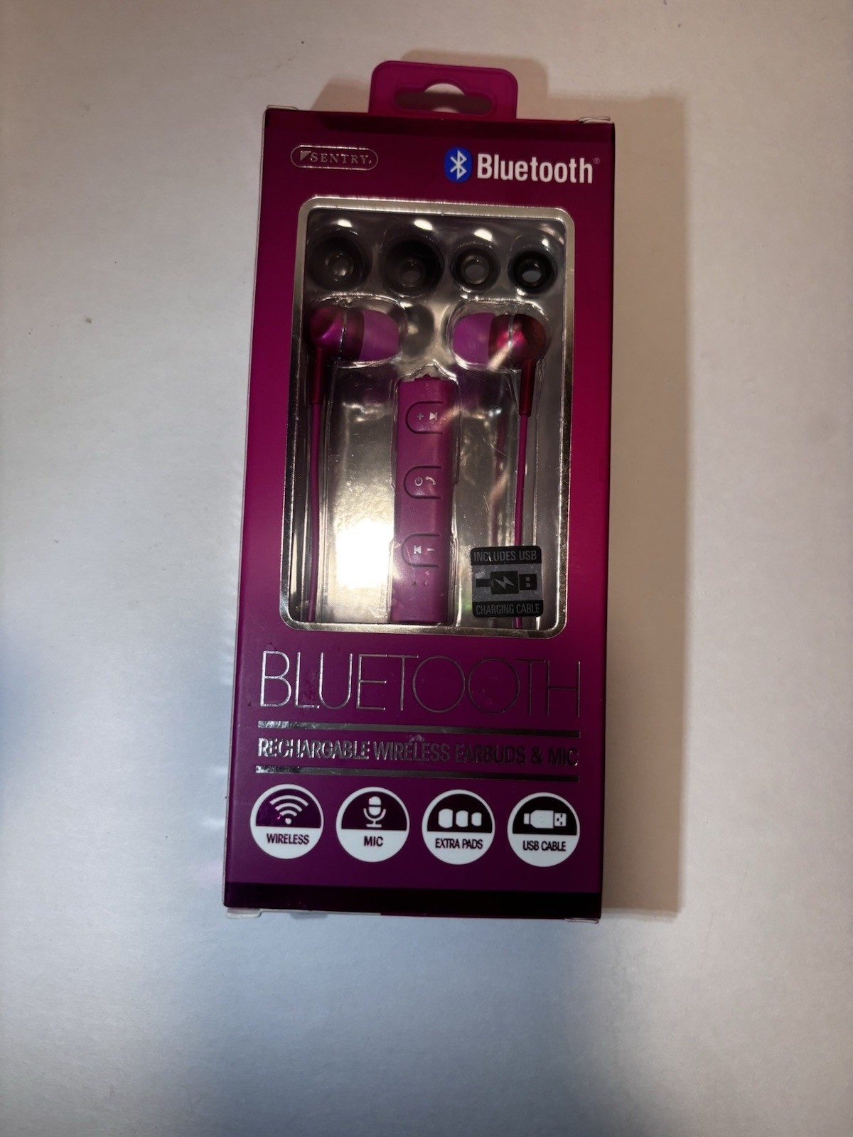 Sentry BT115 Bluetooth Wireless Rechargeable In-Ear Earbuds w/ Mic Pink 8mm