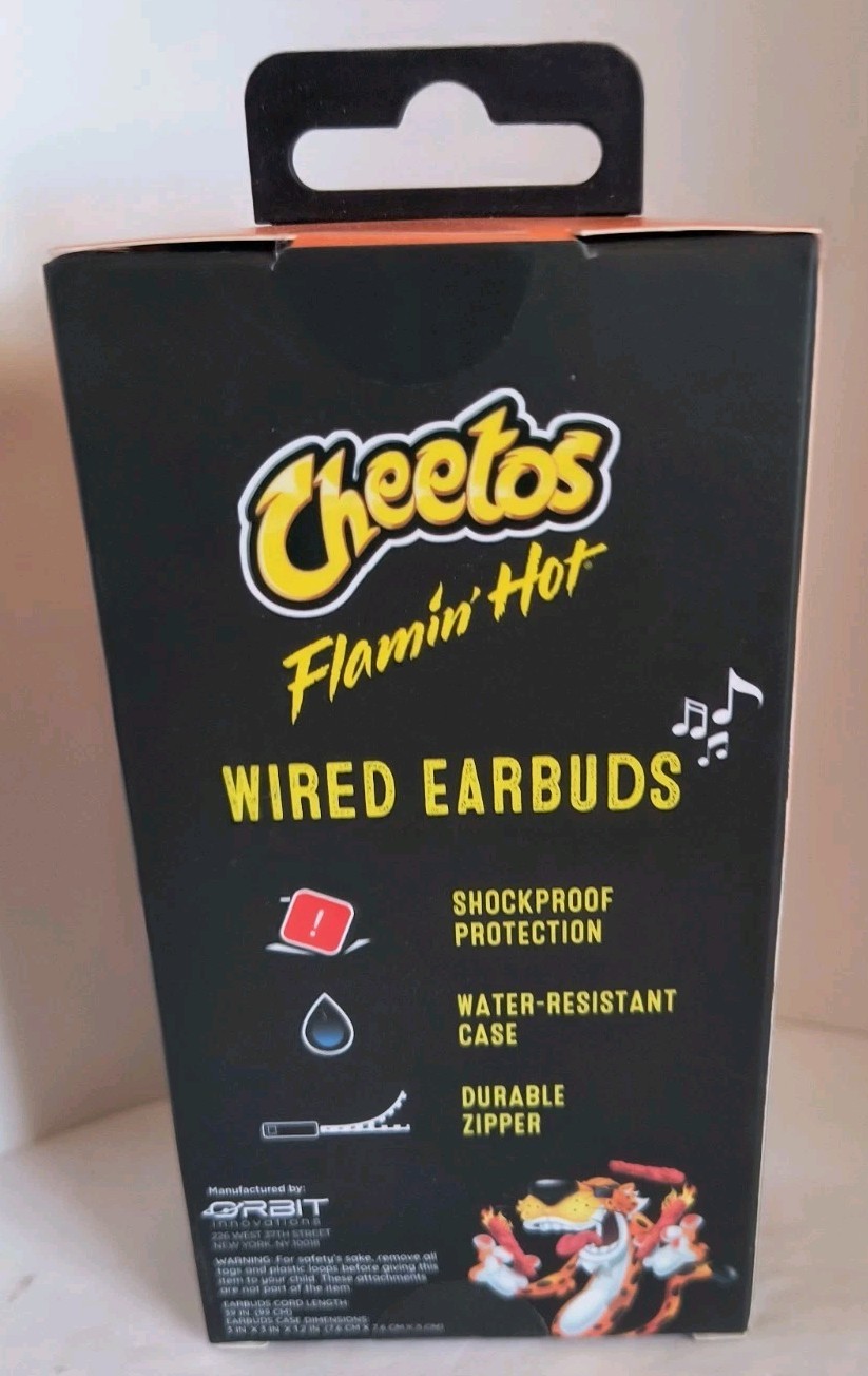 Cheetos Flamin’ Hot Wired Earbuds w/Protective Case Zippered NEW! Free Ship!