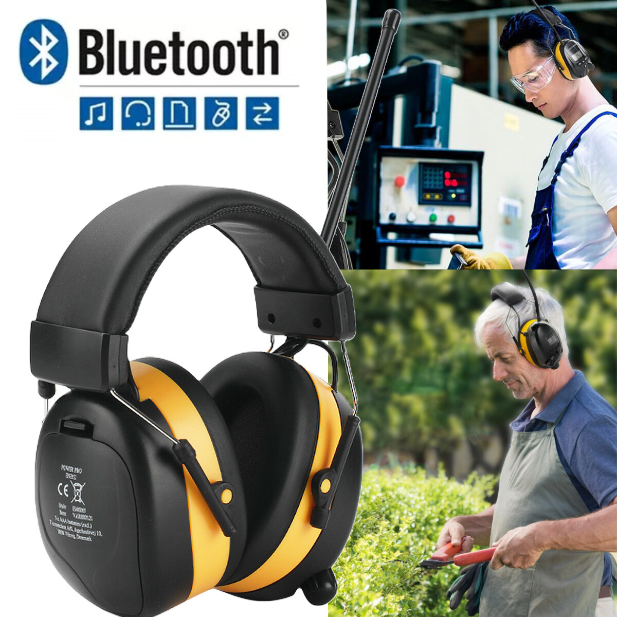 Wireless Bluetooth Headphones FM Radio Headphone Ear Earmuffs for Mowing Work