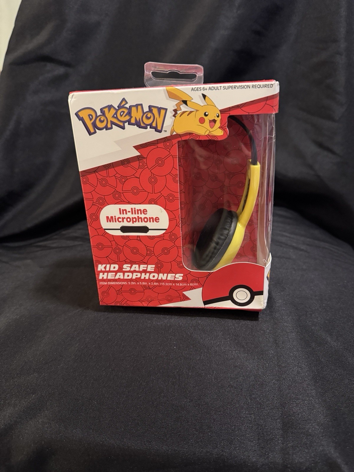 Pokemon Pikachu Kid Safe Headphones*In-line Microphone For Age 6+ NEW UNOPENED