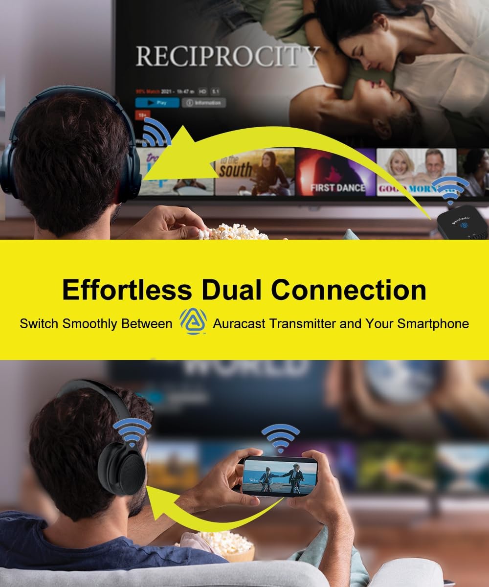 JM320, Auracast TV Headphones, Bluetooth 5.3, with BA210 v2 Transmitter for A…