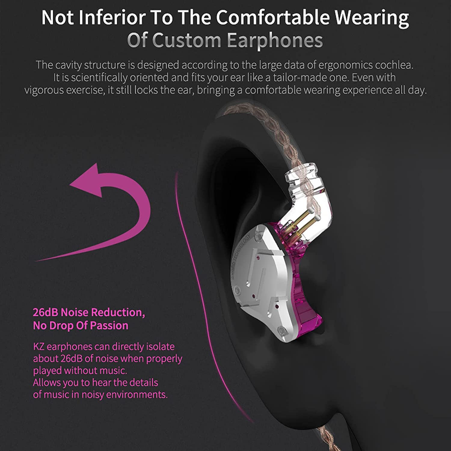 KZ ZS10 Pro in Ear Monitor, 4BA+1DD Hybrid Driver IEM Earphones, Hifi Gaming Ear