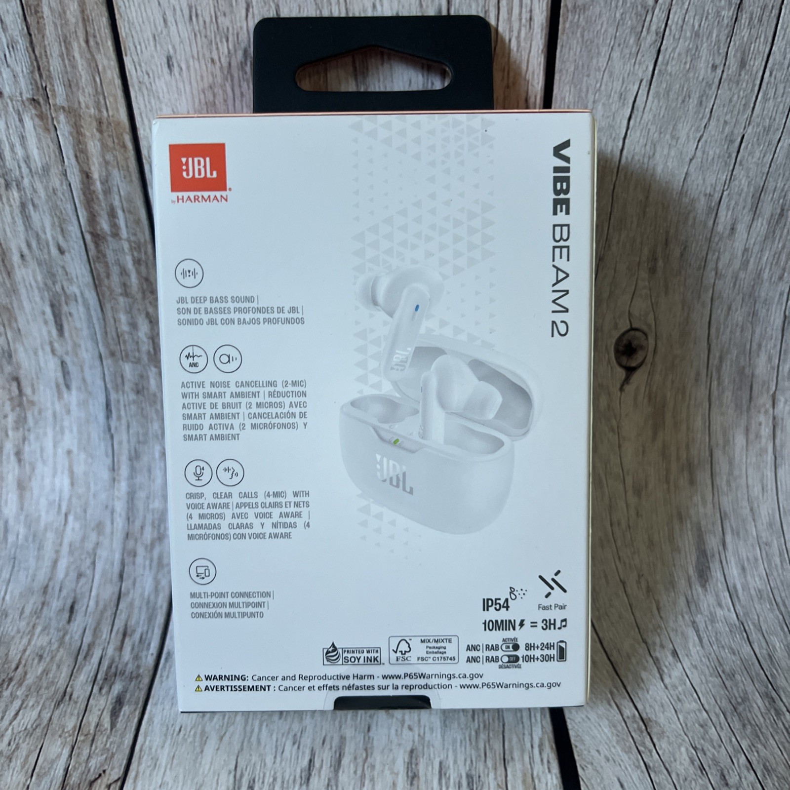 BRAND NEW JBL Vibe Beam 2, True Wireless Noise Cancelling Earbuds ( White )
