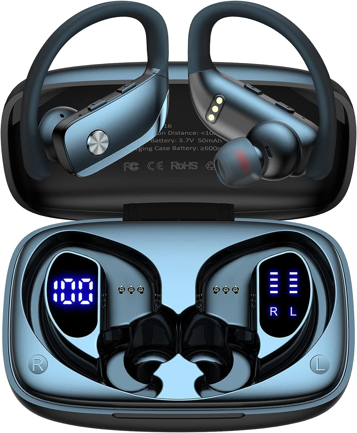 T16 True Wireless EARBUD HEADPHONE, 5.0 Dual LED Display, Black NEW SEALED