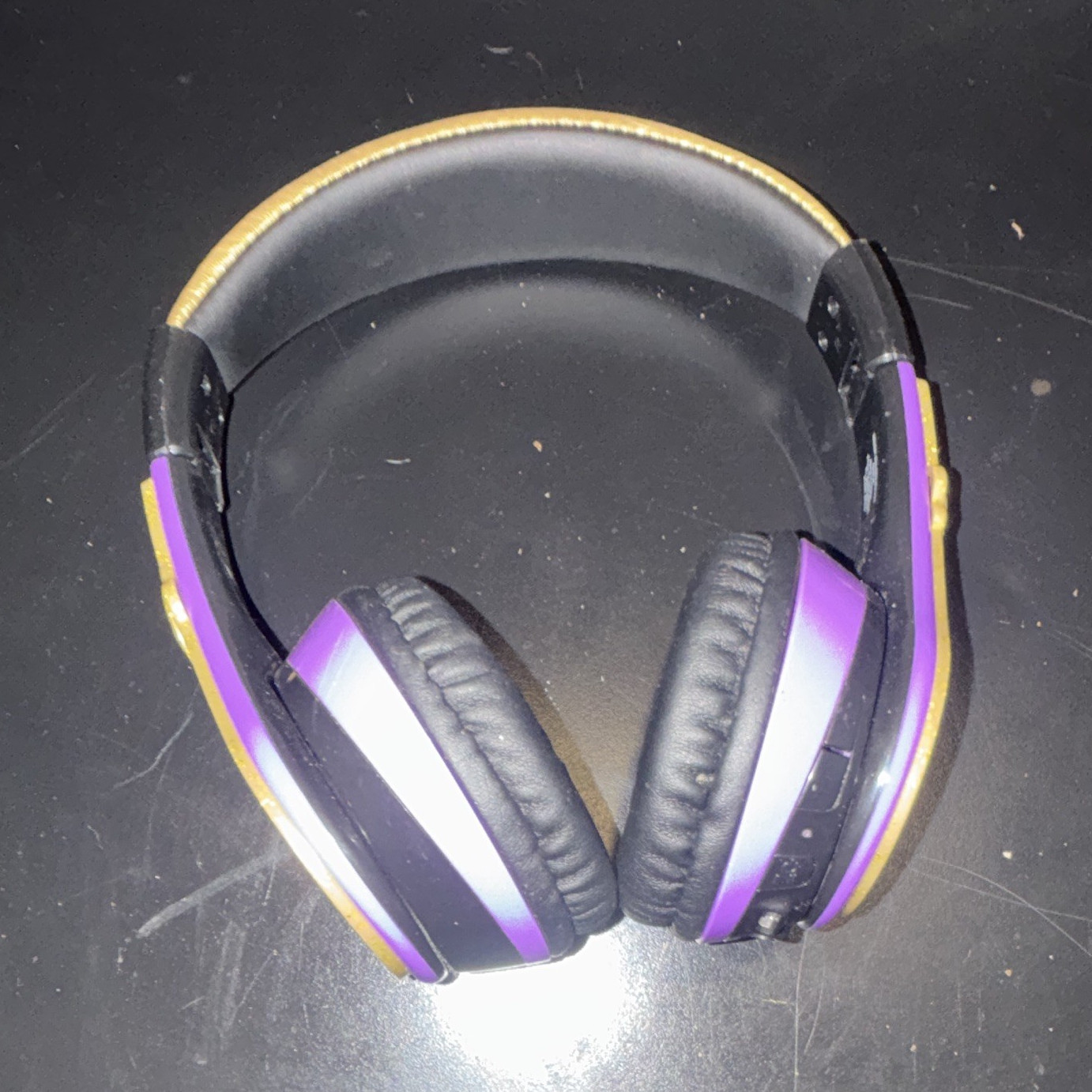 Purple/Black/Gold Bluetooth Over-Ear Headphones, Mic, Foldable, 40mm DJ