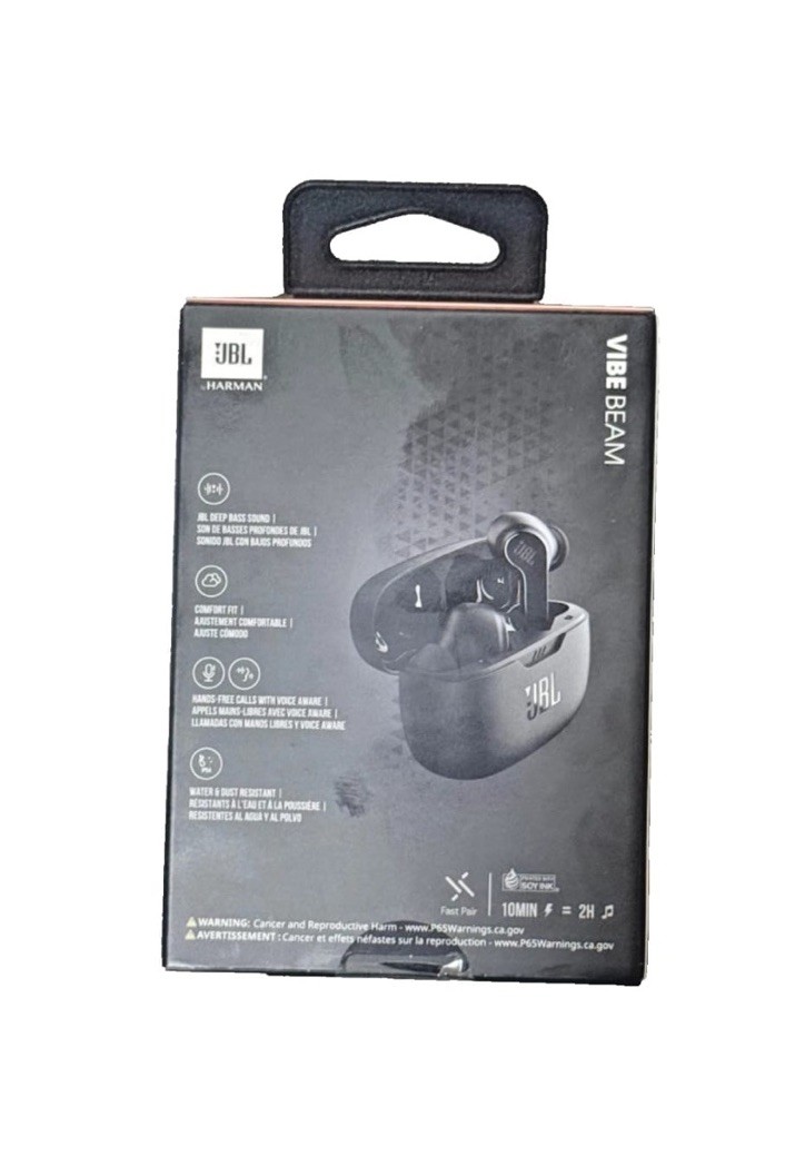JBL Vibe Beam True Wireless Bluetooth Earbuds Black OEM New Factory Sealed