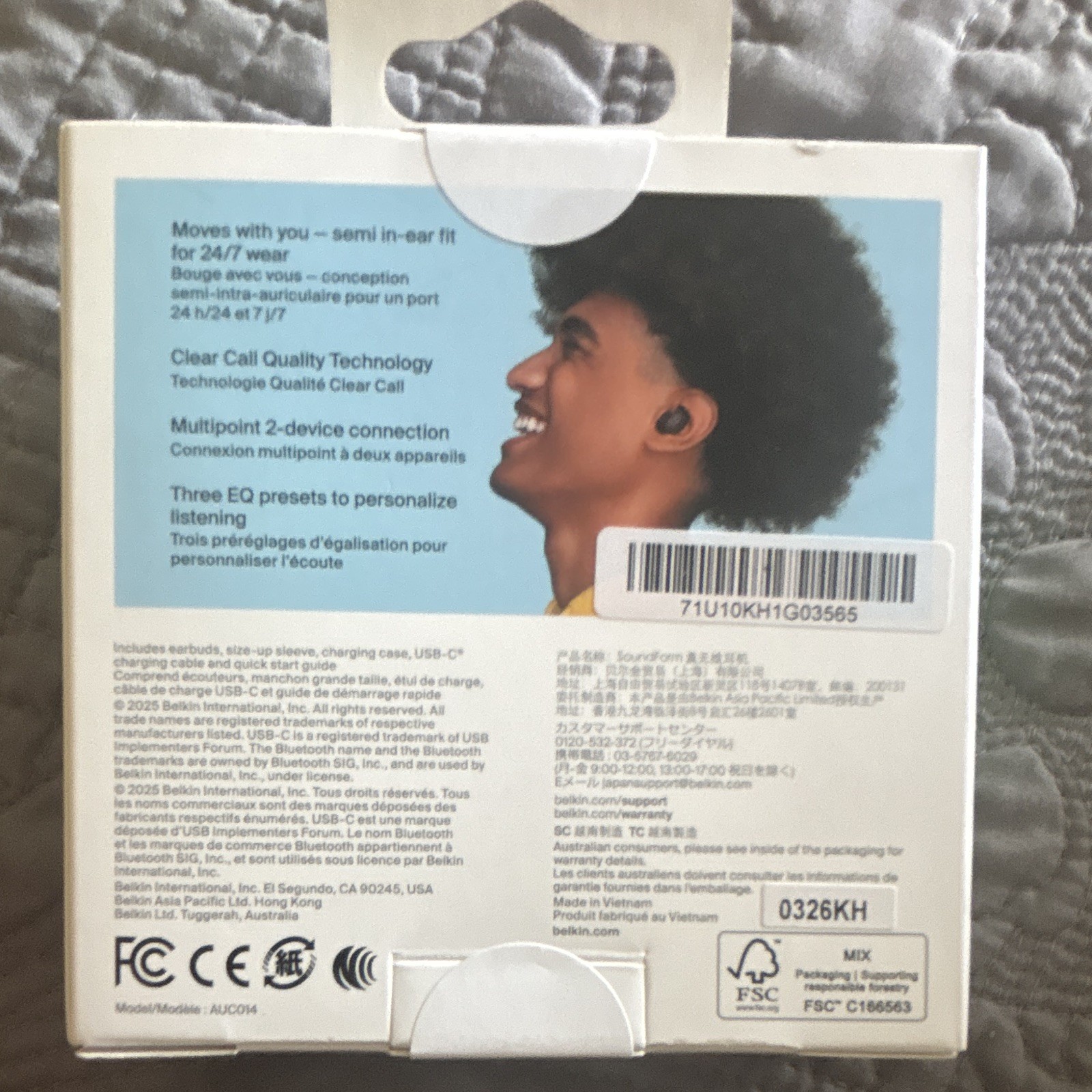 Belkin SoundForm Anywhere Bluetooth Wireless Earbuds Black Multipoint Mic