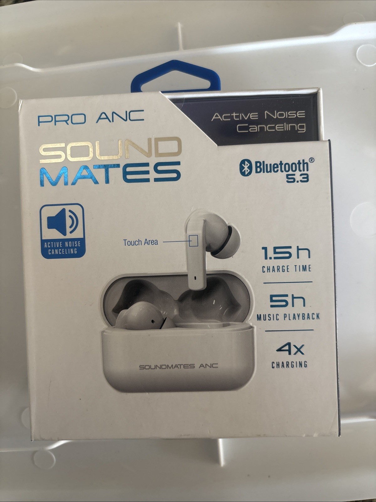Pro Anc SoundMates Earbuds~Active Noise Cancelation~BT 5.3~White~Brand New