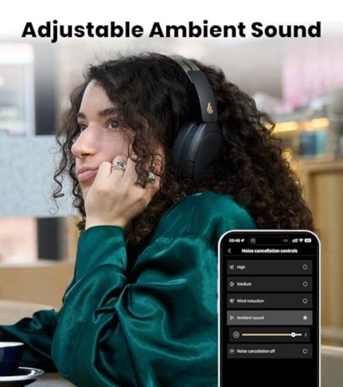 W80 Over Ear Headphones with -49dB Active Noise Cancelling, LDAC Hi-Res Black