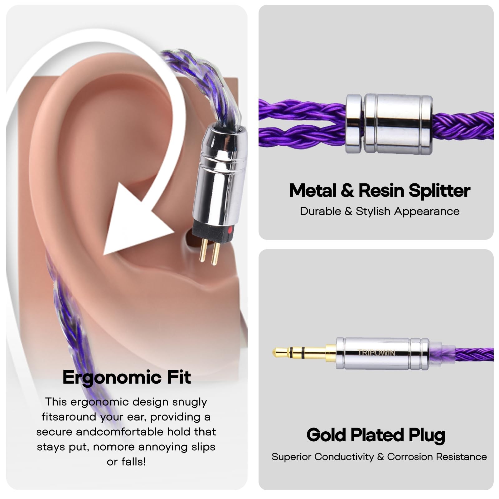 Linsoul Tripowin Zonie 16 Core Silver Plated IEM Cable, 2pin 0.78mm, 3.5mm | 1.2