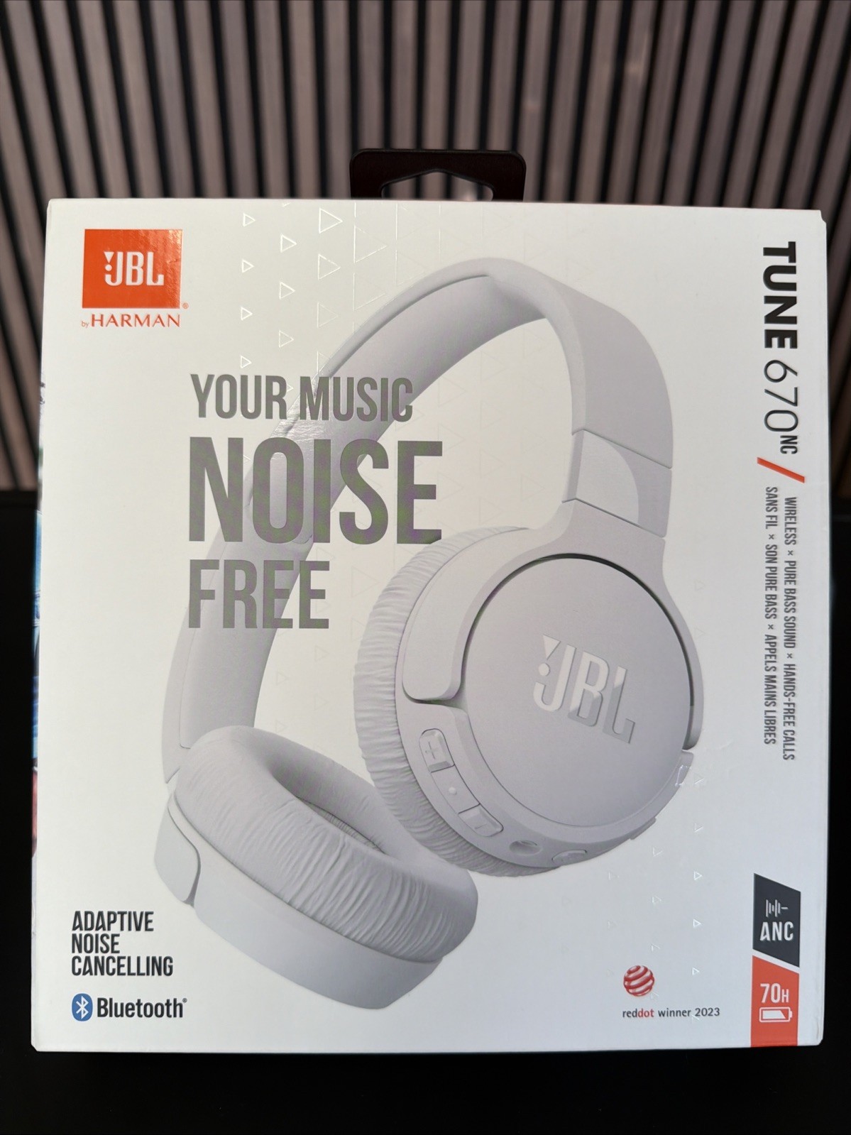 JBL Tune 670NC Bluetooth Wireless On-Ear Headphones – White: USB-C, 70 Hrs Ba…