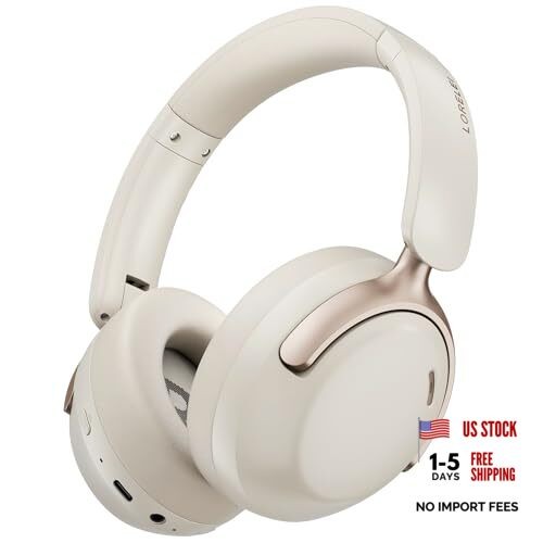 Q30 Bluetooth Headphones Over Ear,60H Playtime & 3 EQ Music Beige White
