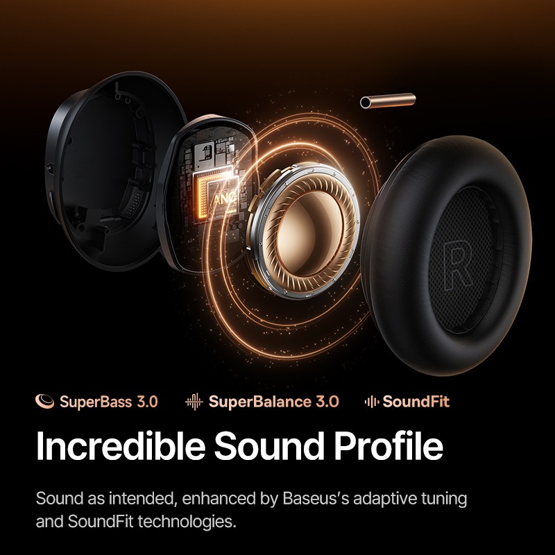 Baseus Adaptive Active Noise Cancelling Headphones Dolby Audio Hi-Res Audio XH1