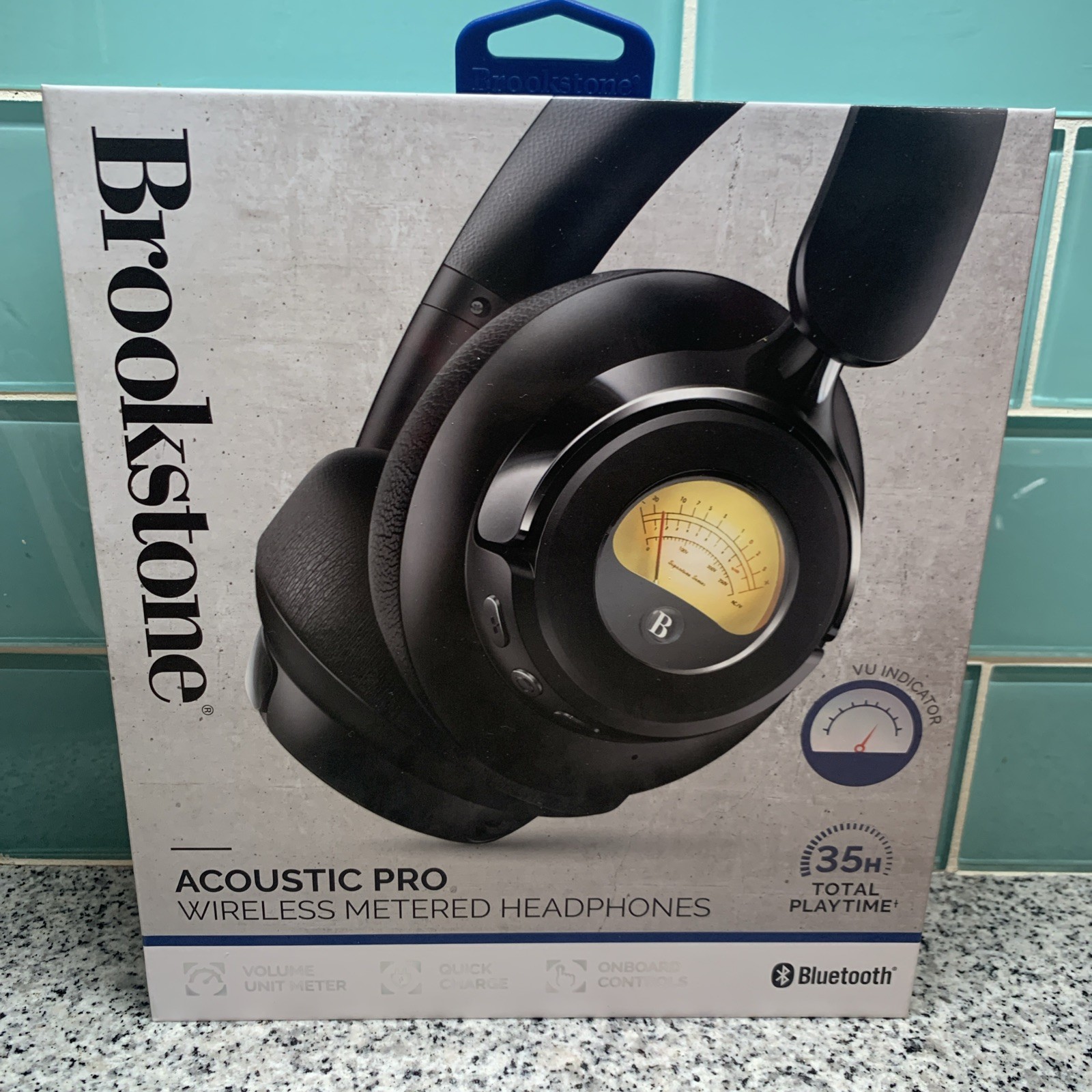 Brookstone Acoustic Pro Wireless Metered Headphones 35 Hours Bluetooth NEW