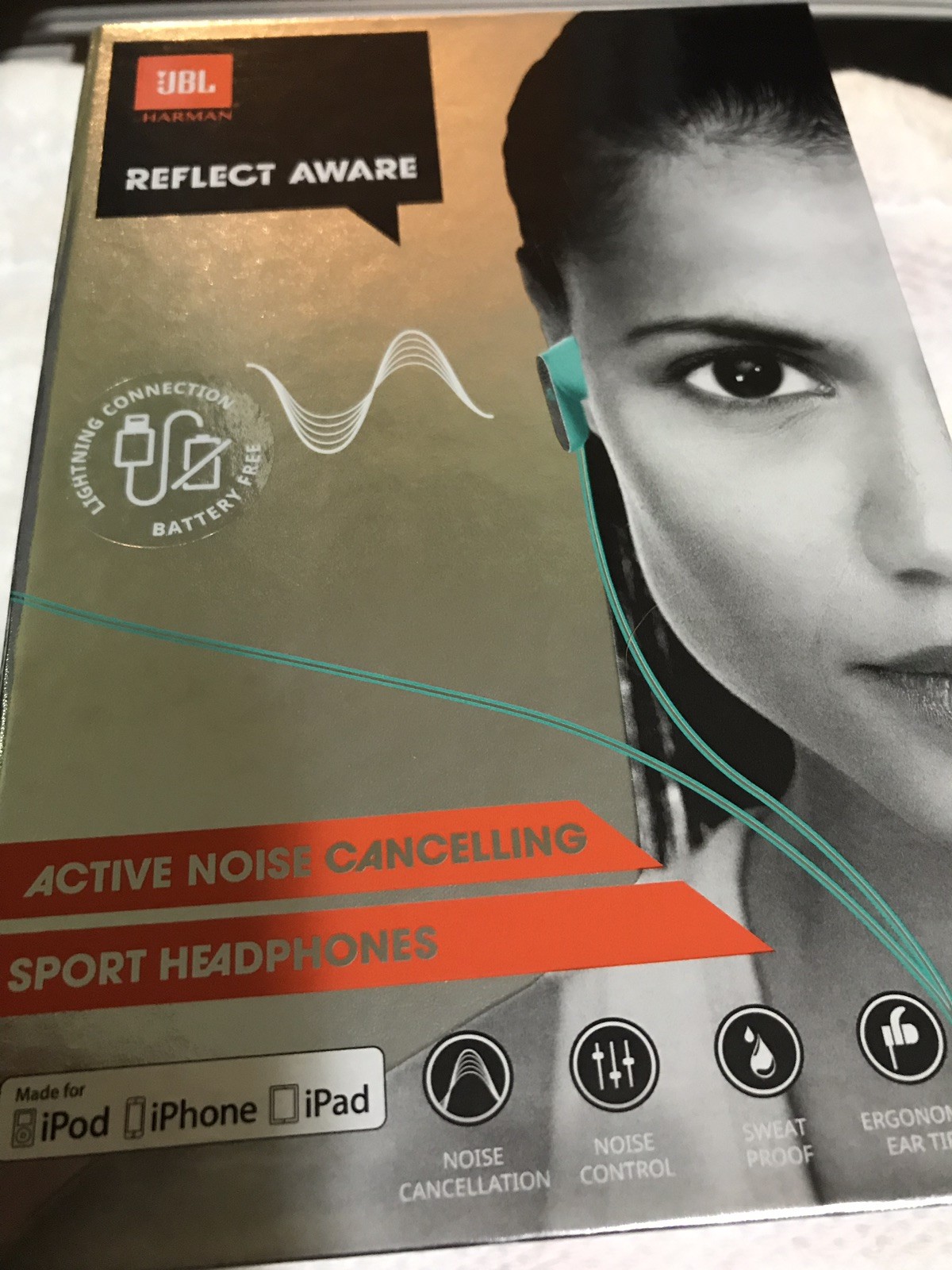 JBL Reflect Aware in-Ear Sport Headphones with Lightning (Teal) Brand New