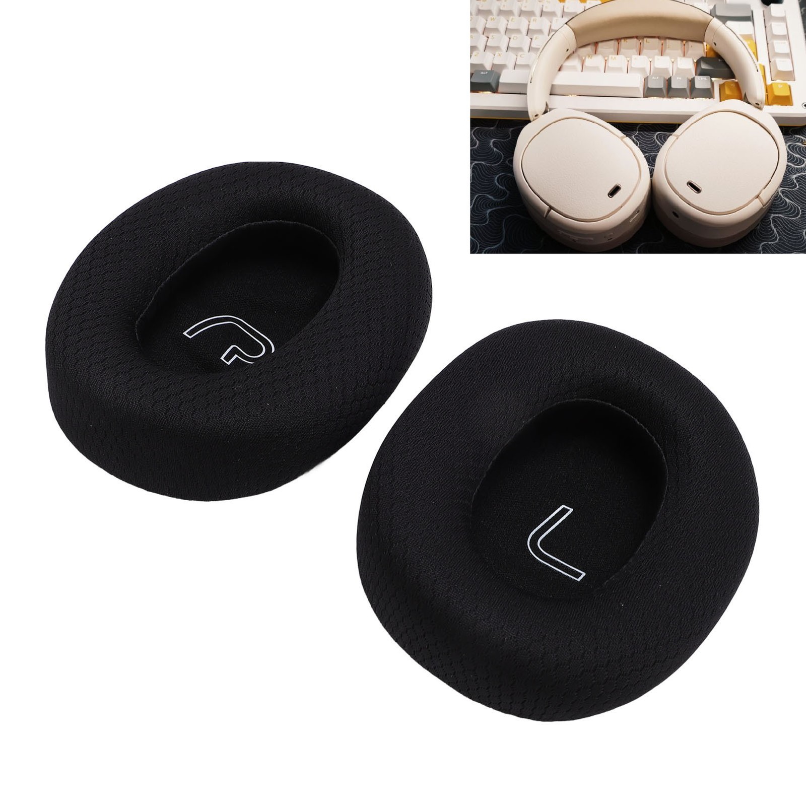 Headphone Earpads Comfortable Breathable Mesh Fabric Enhance Sound Quality AMHP