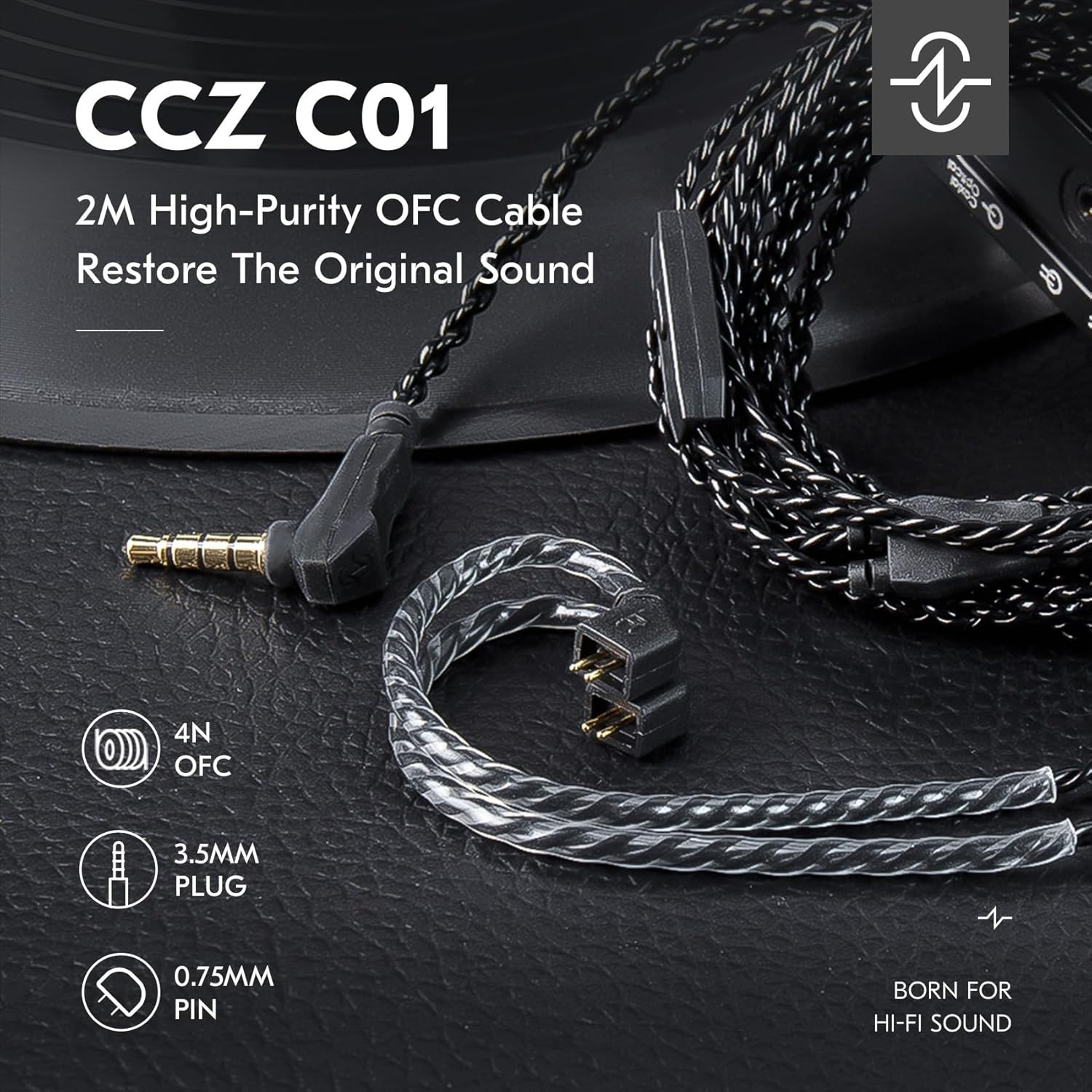 2M KZ ZS10 PRO IEM Cable – Lightweight, Tangle-Free, with Enhanced Audio Clarity