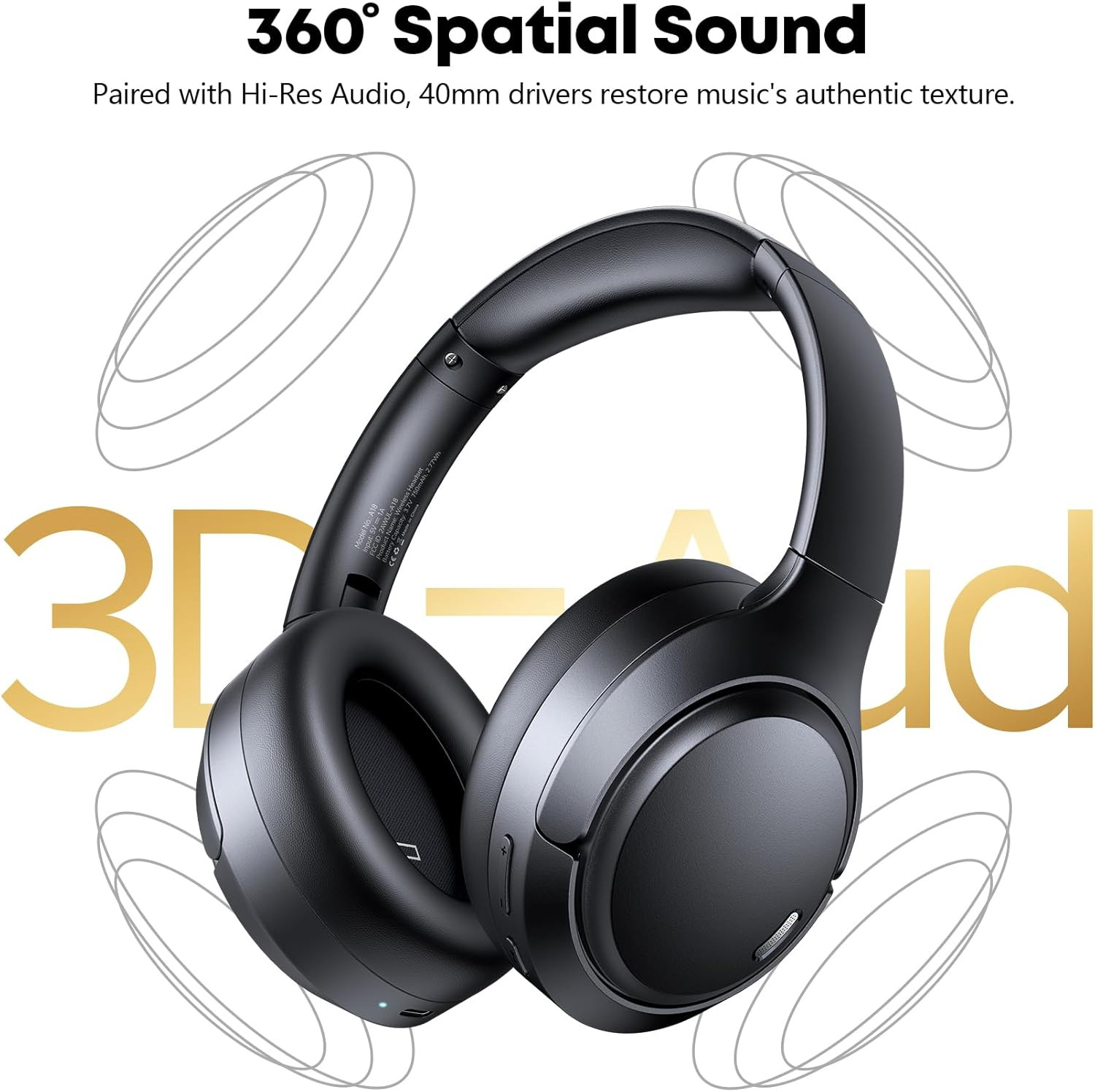 Hybrid Active Noise Cancelling Bluetooth 6.0 Headphones 120H Long Playtime, 6 EN