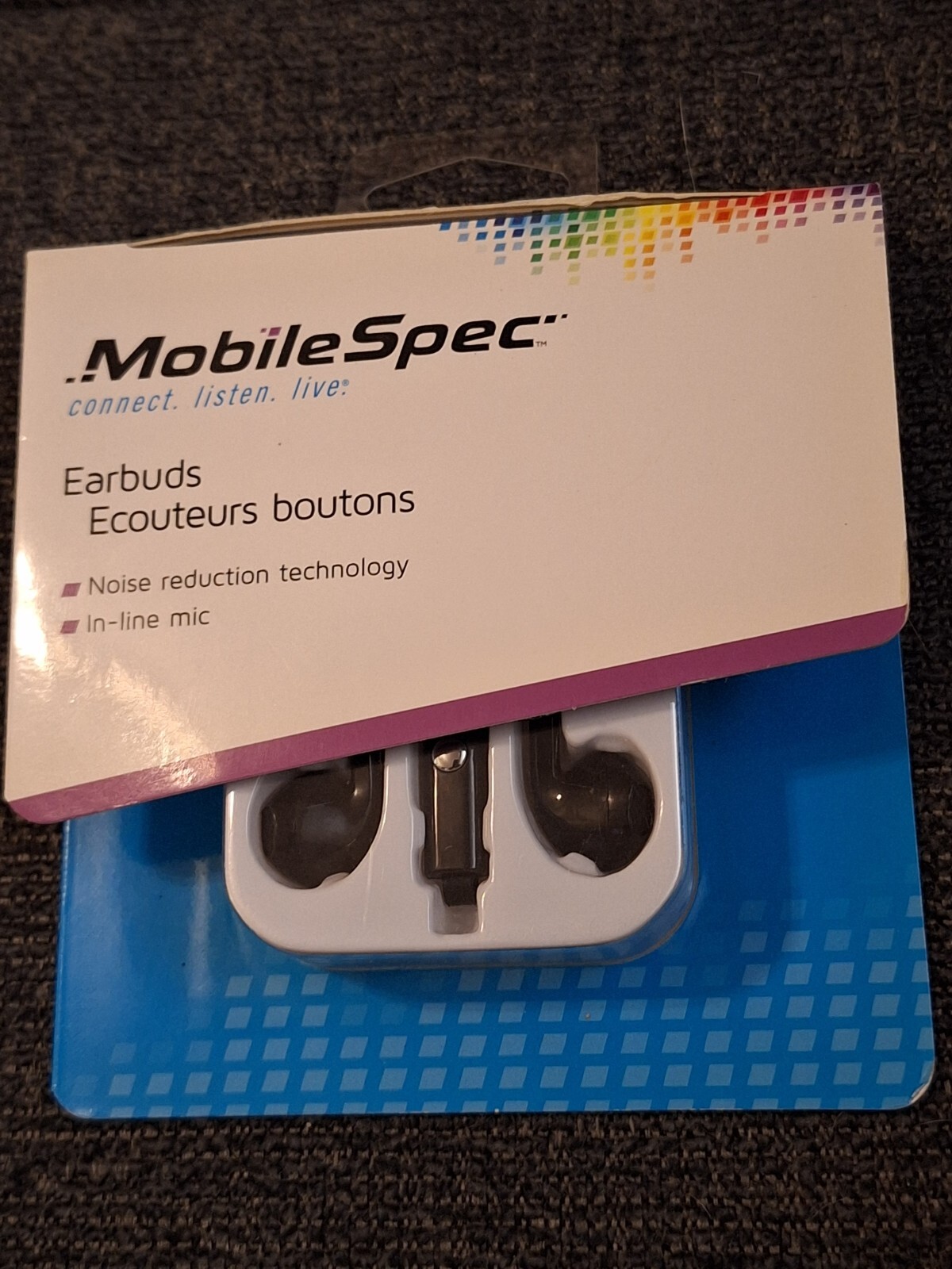 Mobilespec Mbs10241 Earbuds Noise Reduction Black 3 Ft. Cord Fast Free Shipping