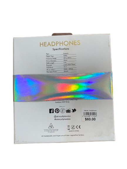 Skinny Dip Silver Blue Crystal Headphones NIB! $60 Value