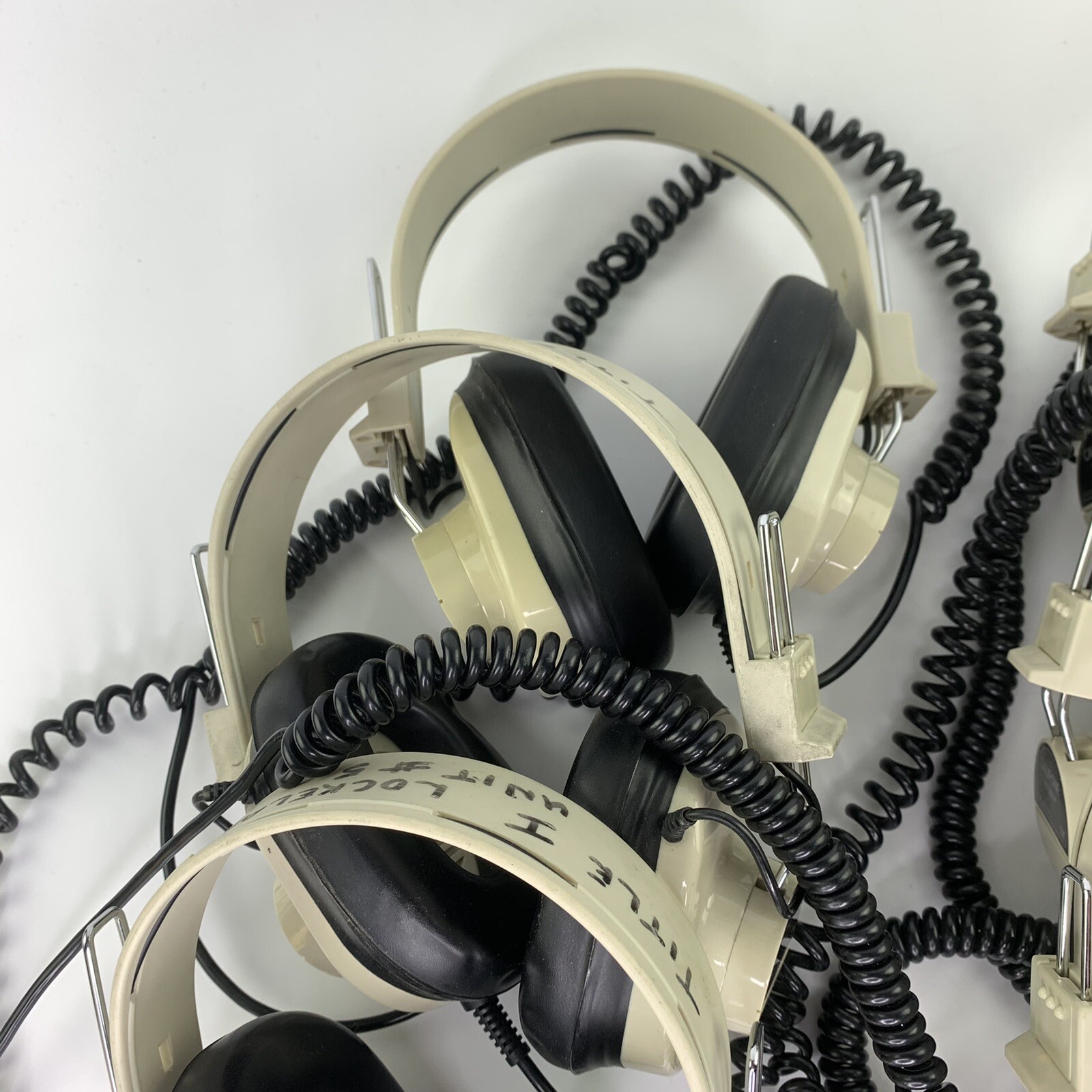 6 x Califone 2924AV-P Beige Mono Headphones 6’ coiled cord and 1/4″ Plug