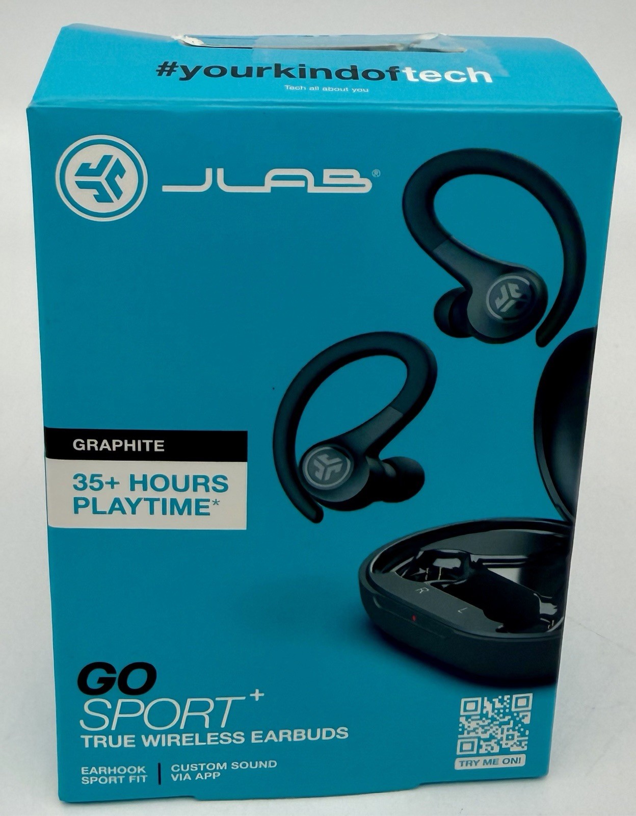JLab Go Sport+ True Wireless Bluetooth Earbuds Charging Case Graphite
