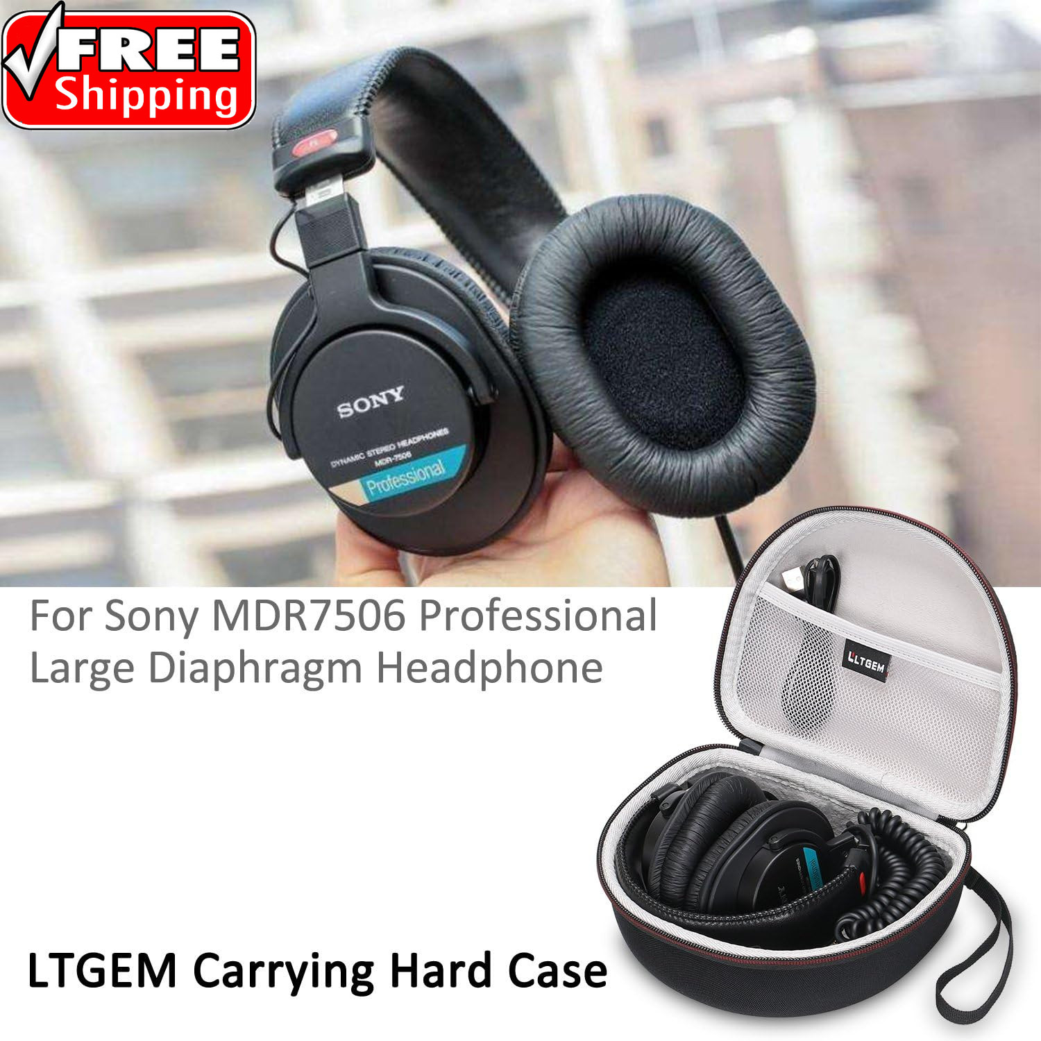 LTGEM Case Compatible with Sony MDR7506 Professional Large Diaphragm Headphone,