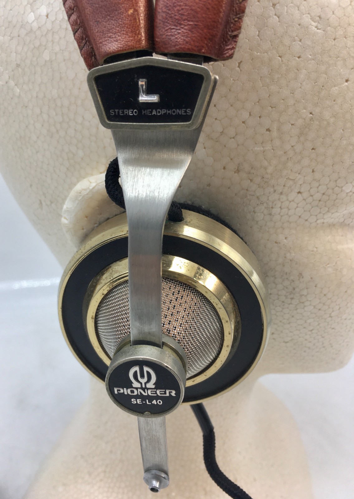 Pioneer SE-L40 Vintage Stereo Headphones Brass & Leather Tested With Case