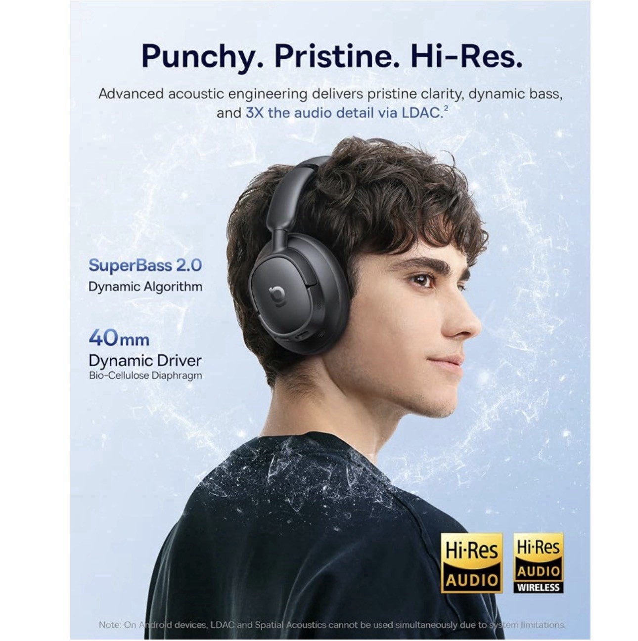 Baseus Bass BH1 Adaptive Active Noise Cancelling Headphones LDAC 80H Play BT 6.0