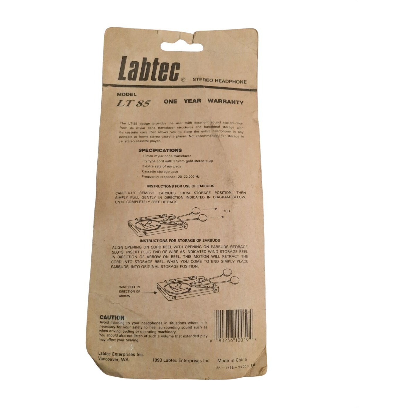 Vintage LabTec Stereo Headphones LT-85 Novelty Earphones Deadstock 1993