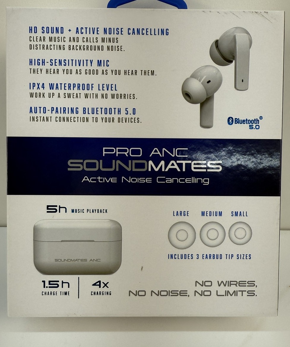 Pro Anc Sound Mates Wireless Earbuds Noise Canceling, Sweat Resist, 5 Hour