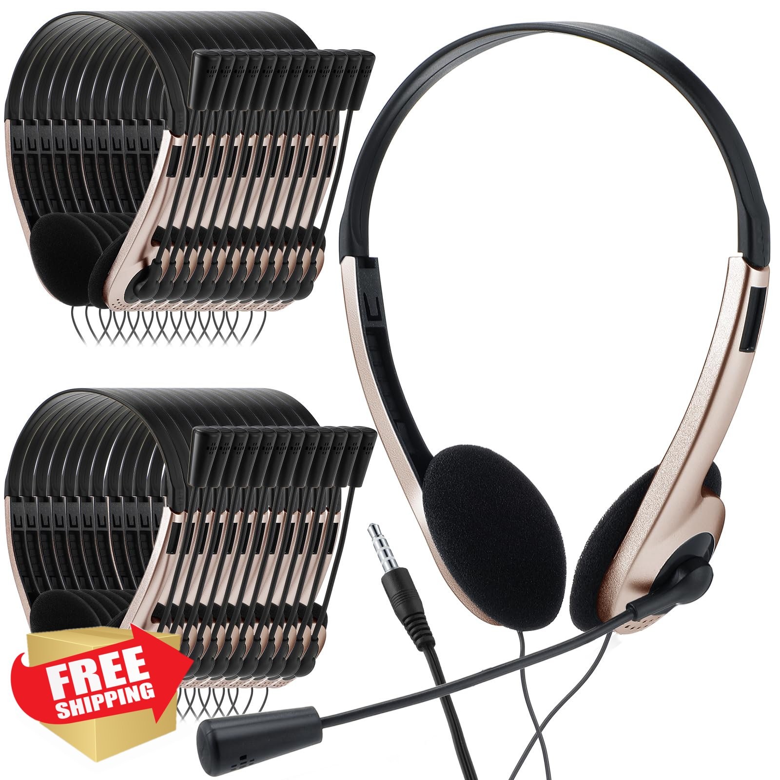 Yunsailing 30 Pack Champagne Headphones Mic