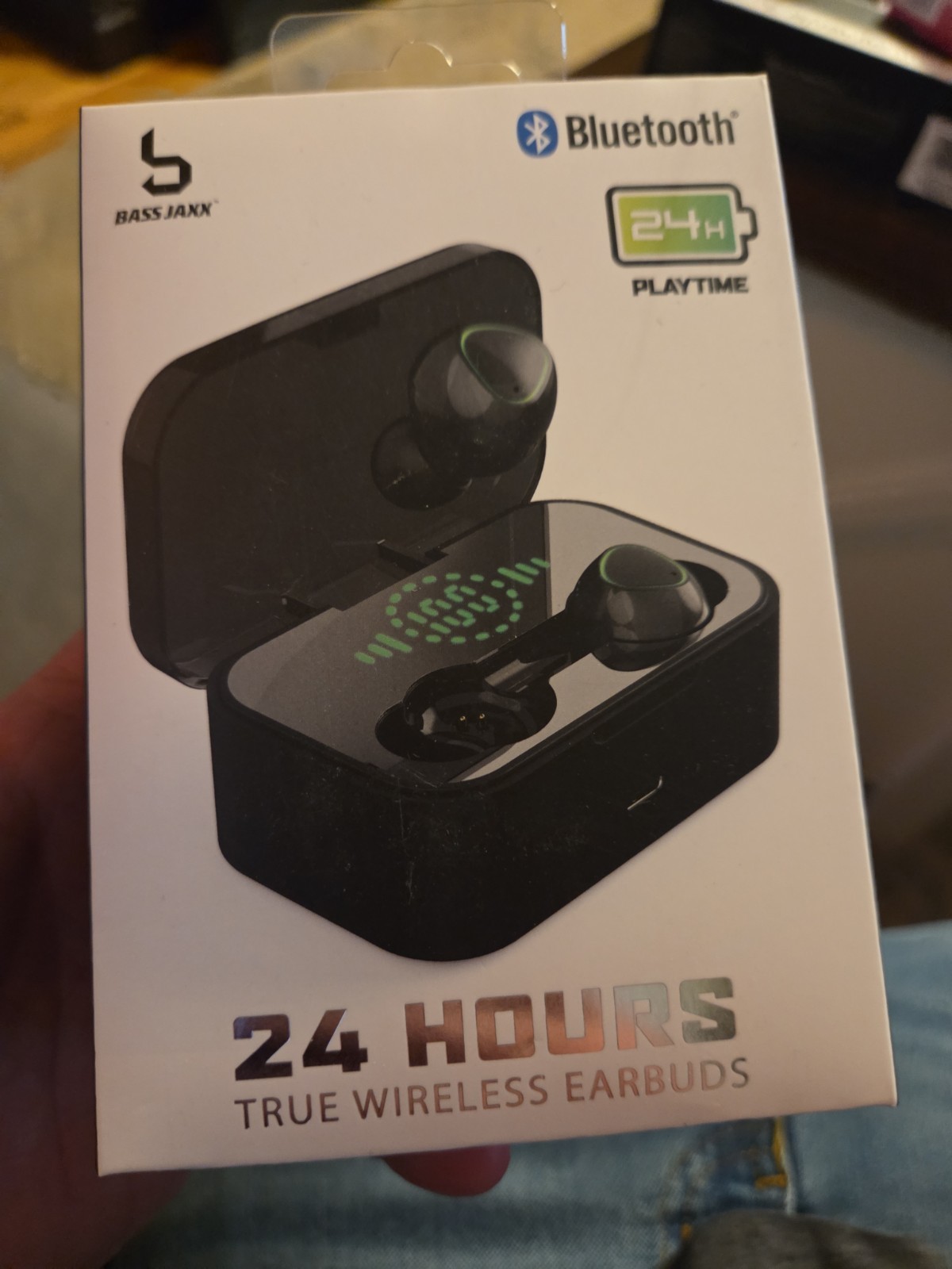 Bass Jaxx 24 Hours True Wireless Bluetooth Earbuds Black Touch Control w/ Mic