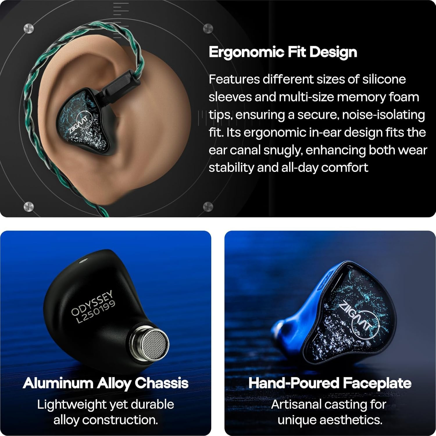 Ziigaat X Hangout. Audio: Odyssey 2 in Ear Monitor, 1DD + 3BA Hybrid IEM, Hifi W