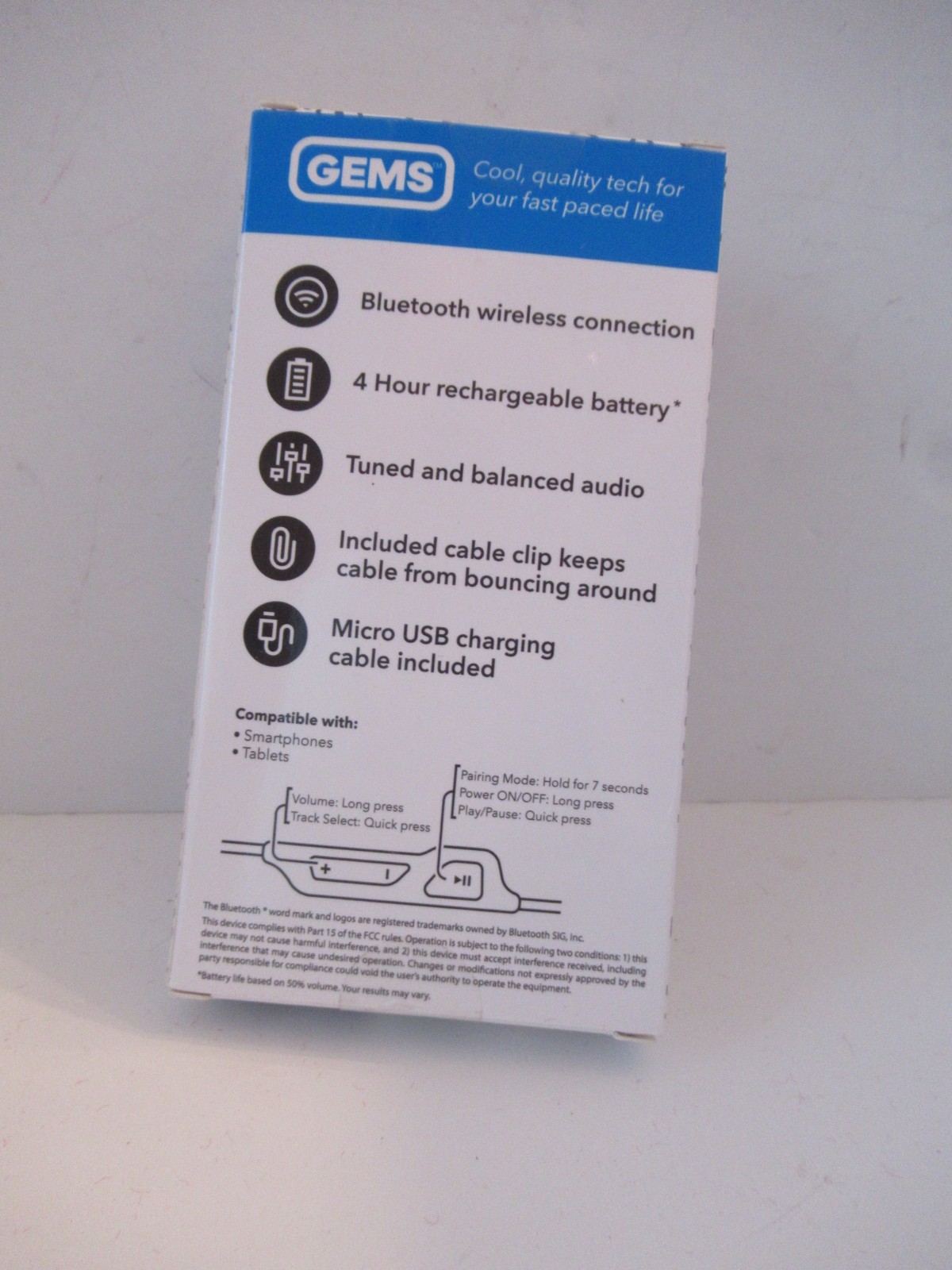 Gems LOSE THE CABLES ~Bluetooth Wireless Earbuds Built-In Microphone Smartphone