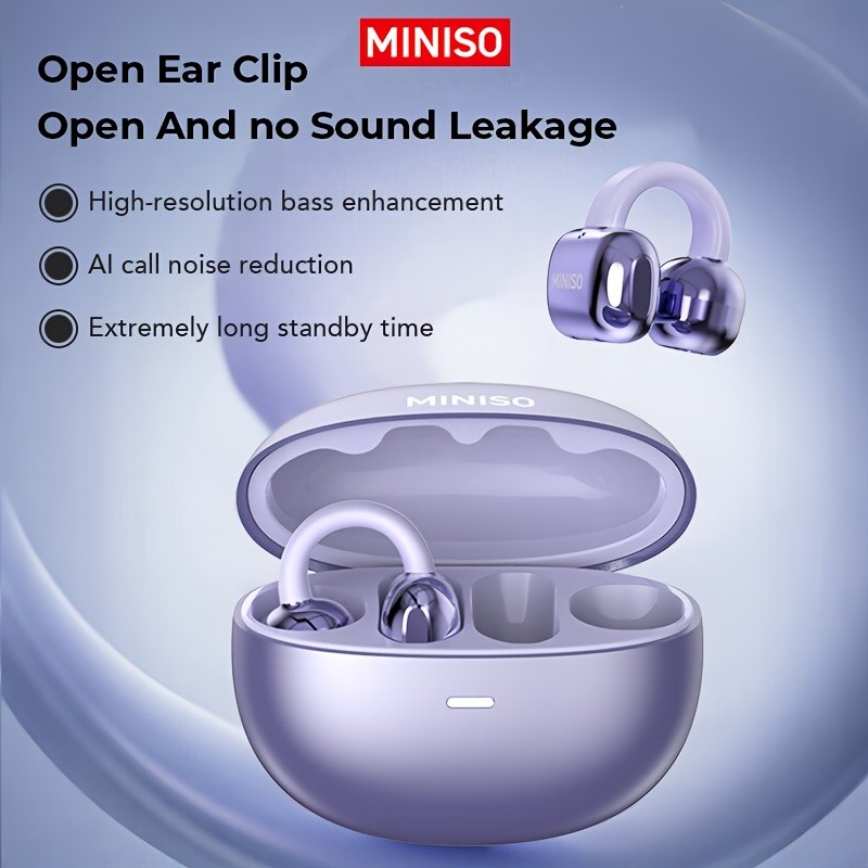 Miniso MS198 Wireless Clip-on Earbuds Bluetooth Headset AI Translator Headphones