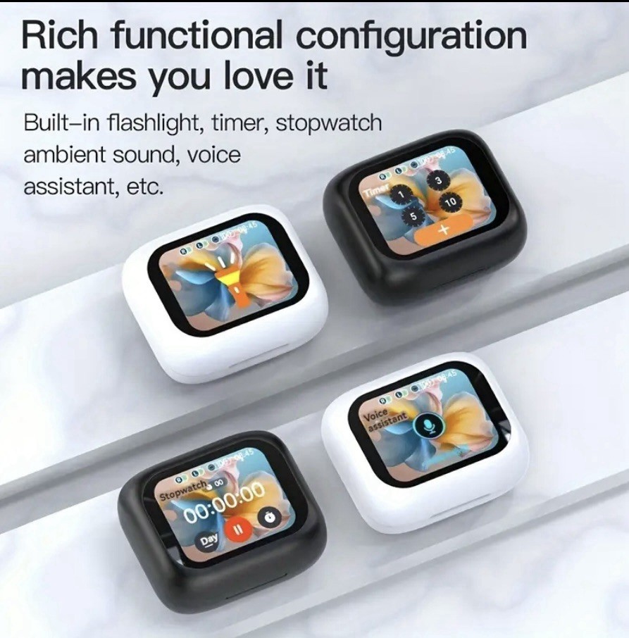 Bluetooth Earbuds – HiFi Stereo Sound, LCD Touch Display, HD Calls