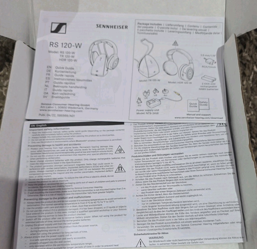 Sennheiser RS 120-W On-Ear Wireless TV Headphones Black