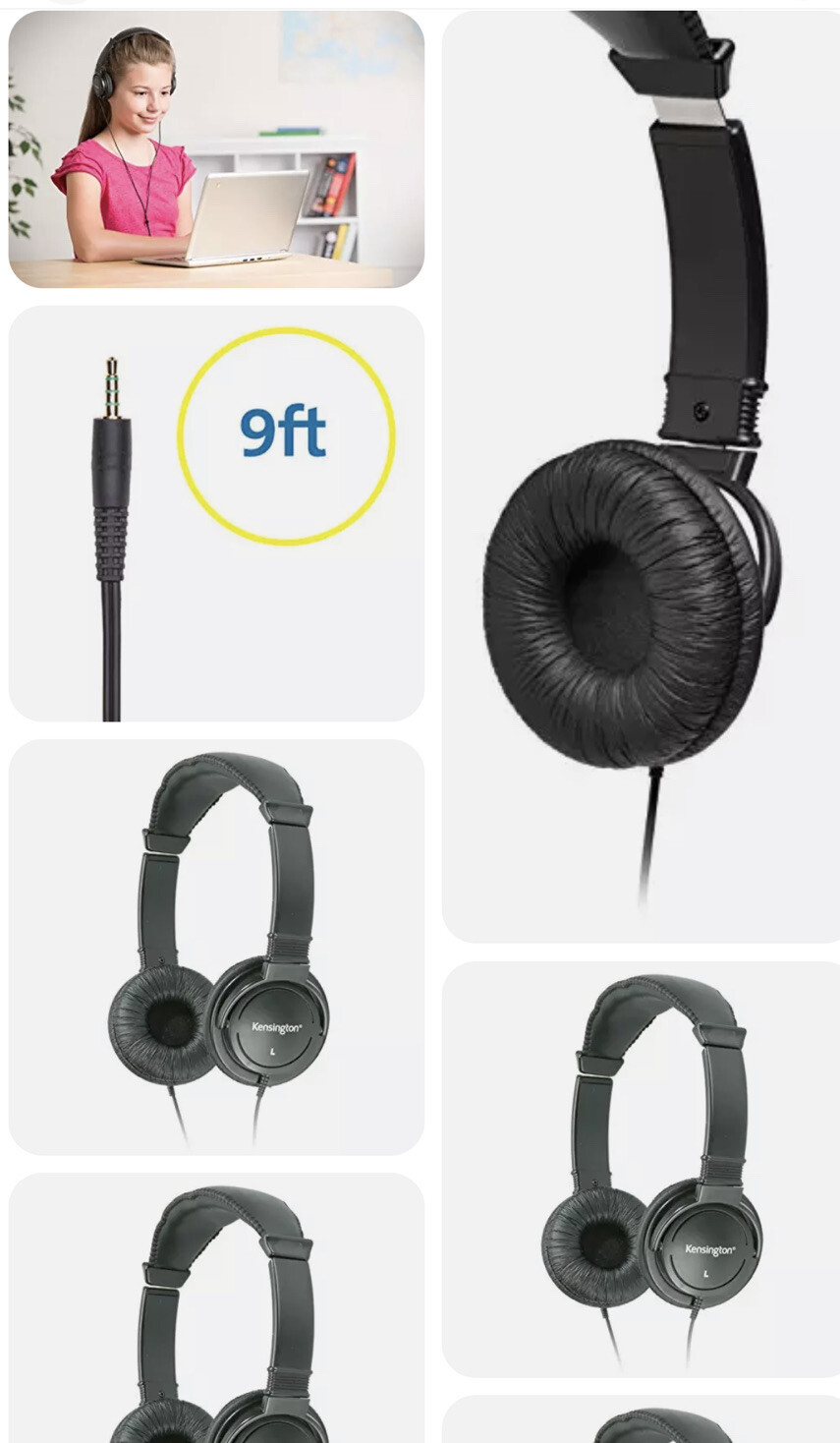 Kensington Hi-Fi On-Ear Headphones with 9-Foot Cord K33137,Black