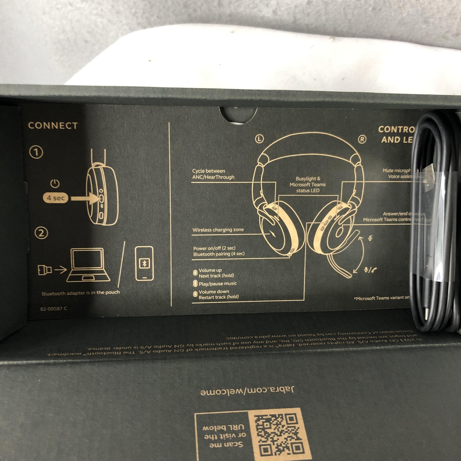 Jabra Evolve2 65 Flex On-Ear Headset Black Bluetooth USB-C ANC Wireless Mic