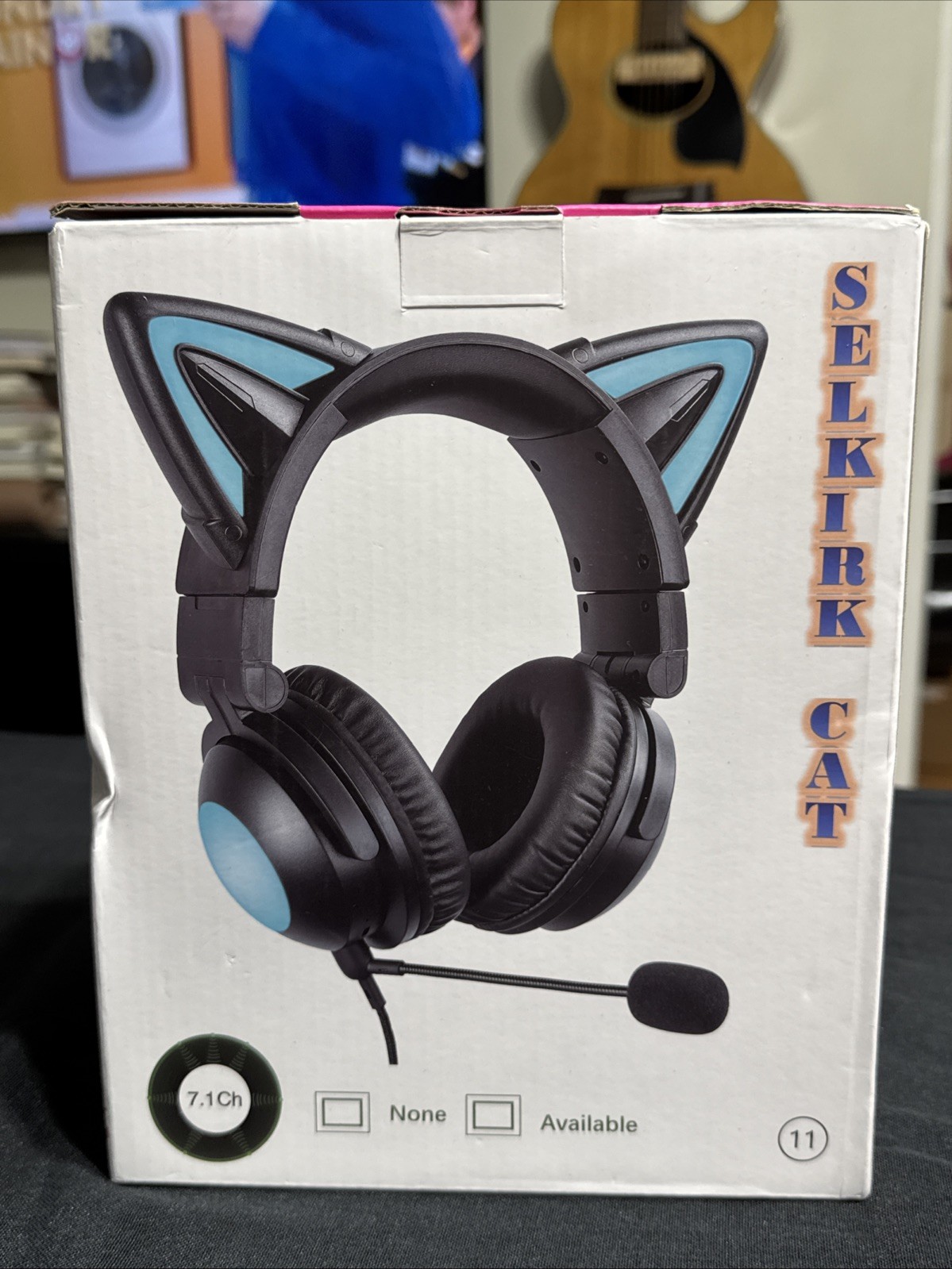 KUQIRMAOERJI Cat Ear Color Wireless Headphones Black 6 Flash Modes