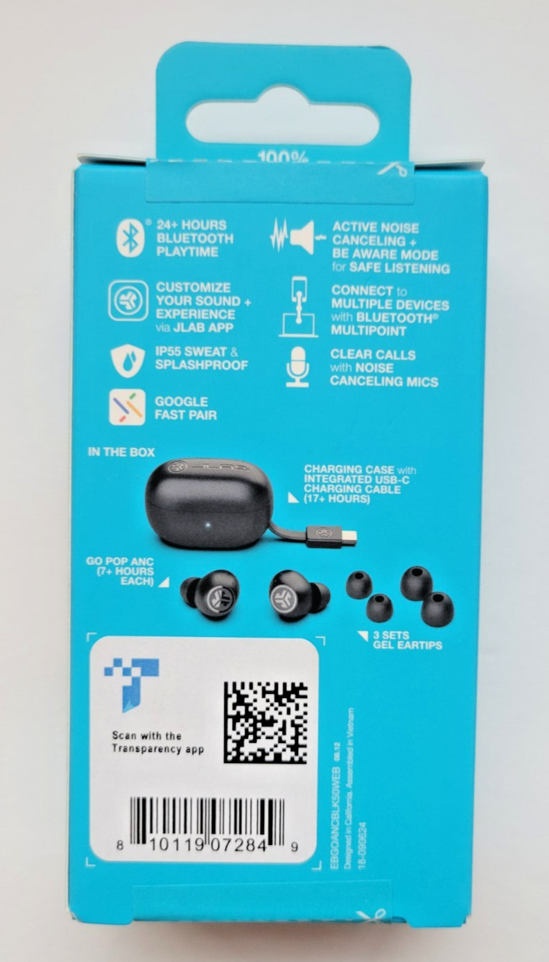 JLAB Go Pop ANC True Wireless Earbuds Noise Canceling 24+ Hr Playtime Bluetooth