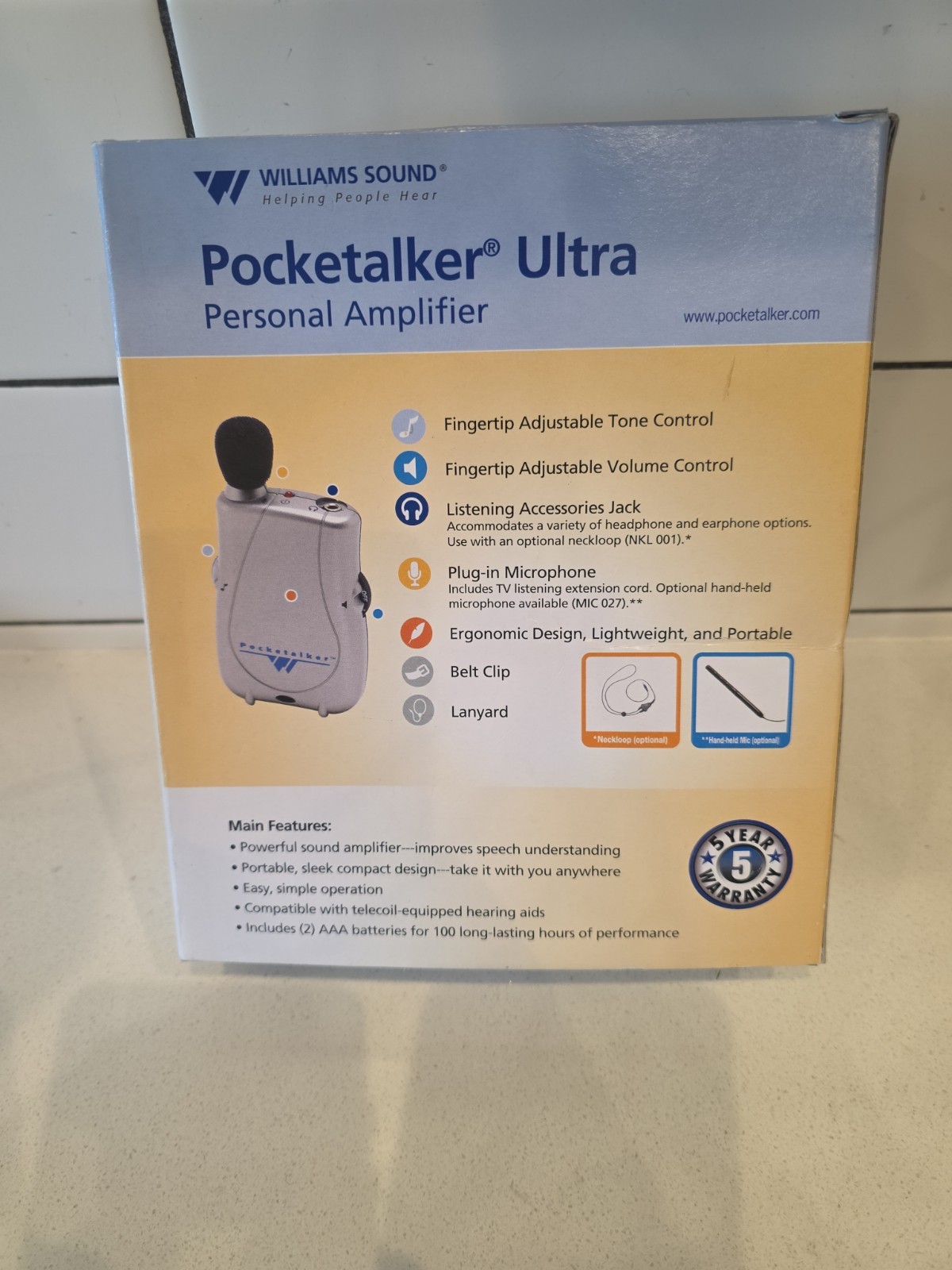 Williams Sound Pocketalker Ultra Personal Sound Amplifier PKT D1 H21