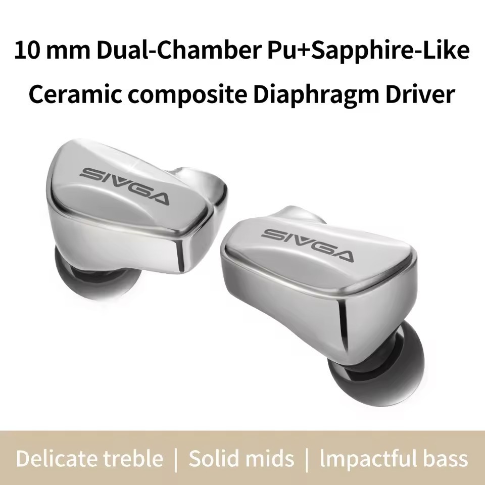 SIVGA SM100 10mm Dual-Chamber Dynamic Driver In-Ear Wired Earphones