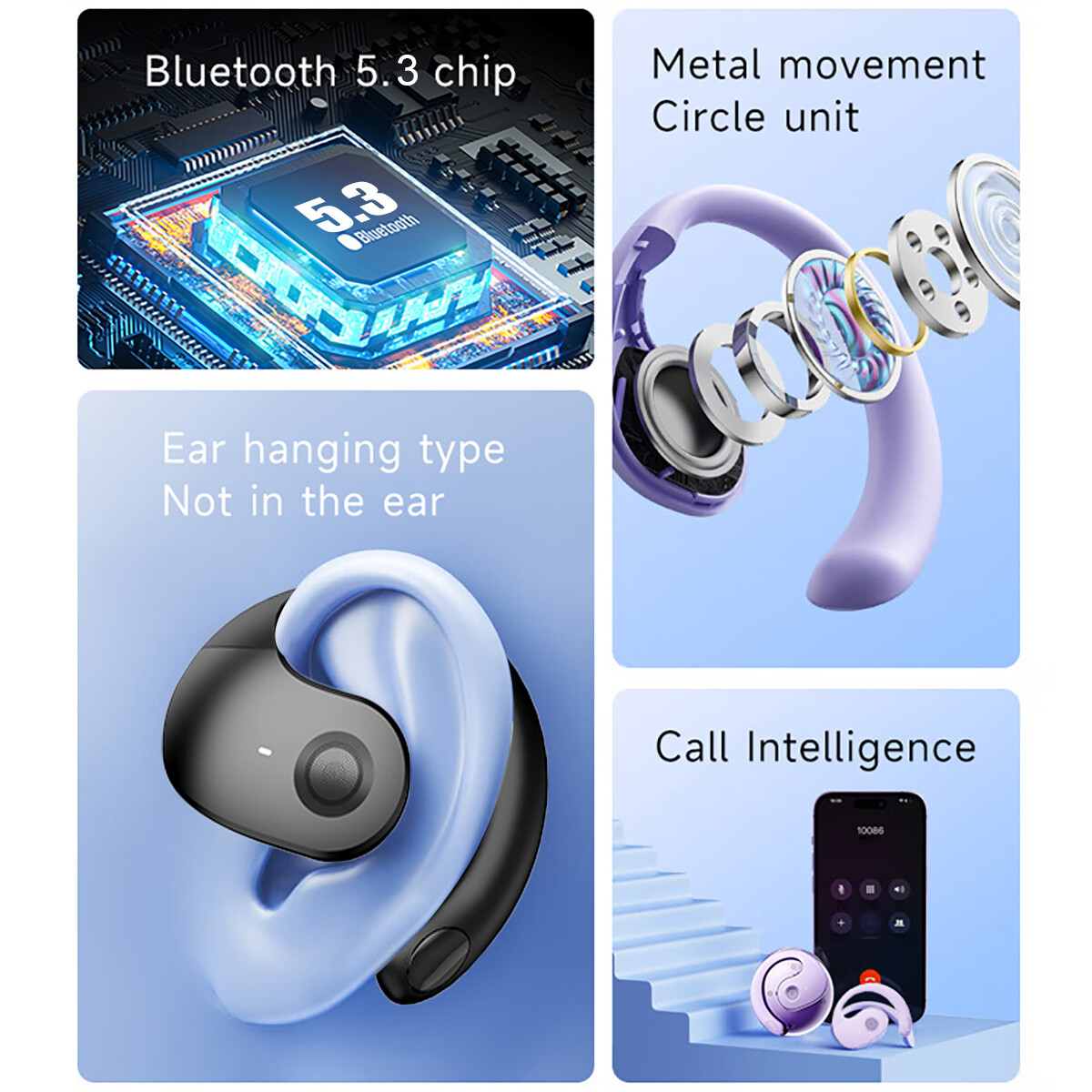 Wireless Bluetooth Earphones Headphones Sports Ear Hook Running Bass Earbuds TWS