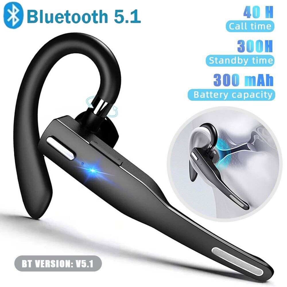 Wireless Headset Trucker Bluetooth 5.1 Earpiece Dual Mic Earbud Noise Cancelling