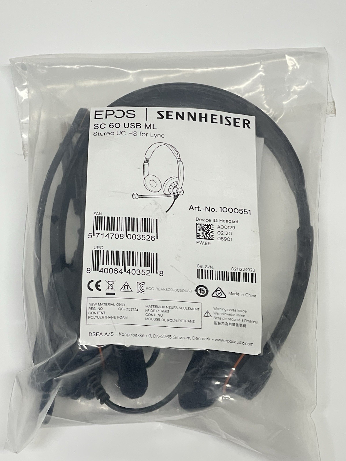 EPOS Impact SC 60 USB ML Stereo Headset Binaural Noise-Cancelling Wired 1000551