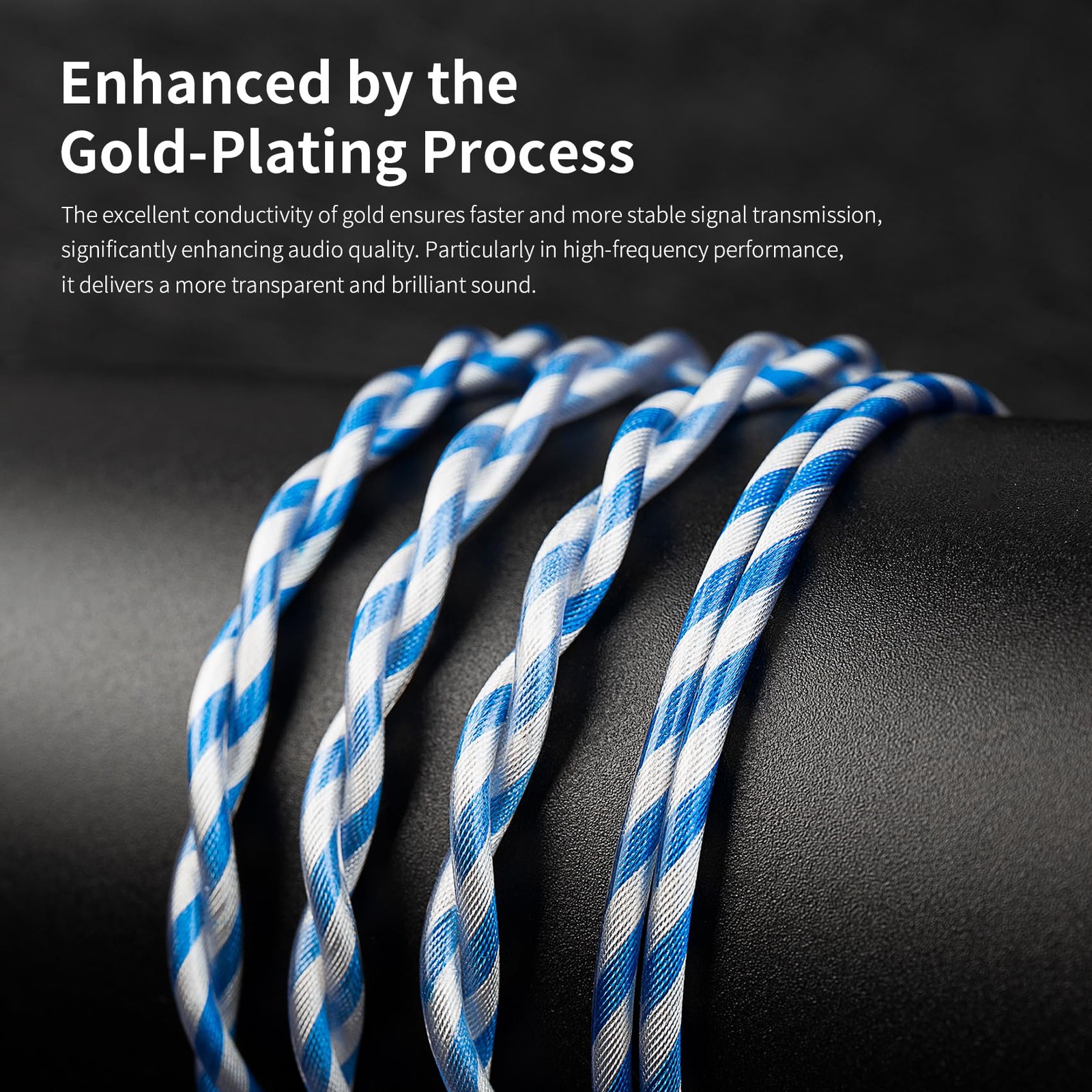 KBEAR Frost IEM Cable 6N OCC Gold-Plated 2PIN 4.4mm Silver Blue 1.2m HiFi Earpho